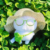 Straw Hat, Four-leaf Clover Bag, & Green Glasses