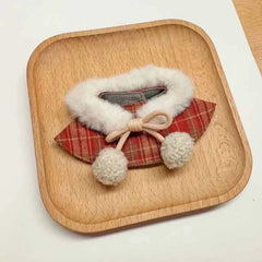 Retro Plaid Plush Cape Red & Brown