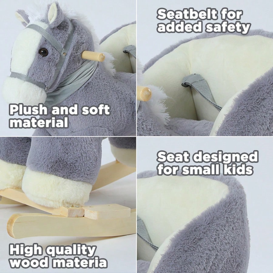 A Grey Horse With A Scarf, Baby Toys, Indoor And Outdoor Use, Holiday Gifts, Birthday Gifts