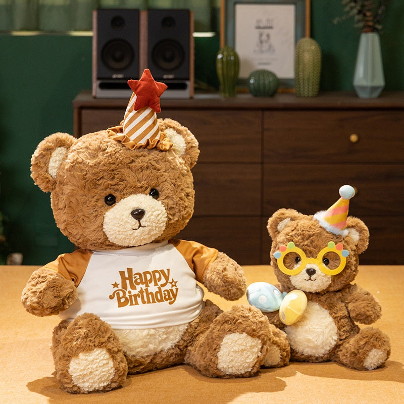 Happy Birthday Little Bear Stuffed Animal Plush Toy - Soft Friend