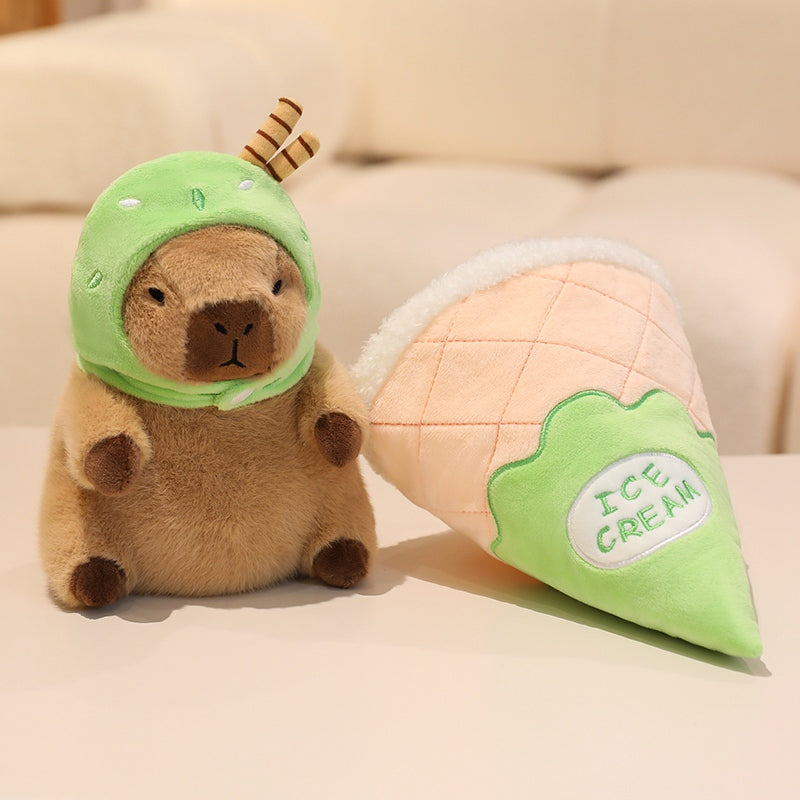 13" Cute Ice Cream Capybara Stuffed Animal Kawaii Plush Toy - Soft Friend