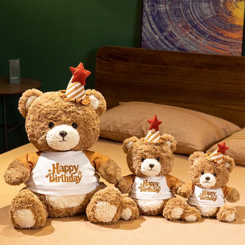Happy Birthday Little Bear Stuffed Animal Plush Toy - Soft Friend