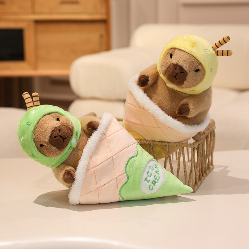 13" Cute Ice Cream Capybara Stuffed Animal Kawaii Plush Toy - Soft Friend