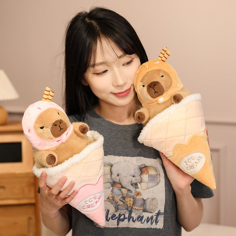 13" Cute Ice Cream Capybara Stuffed Animal Kawaii Plush Toy - Soft Friend