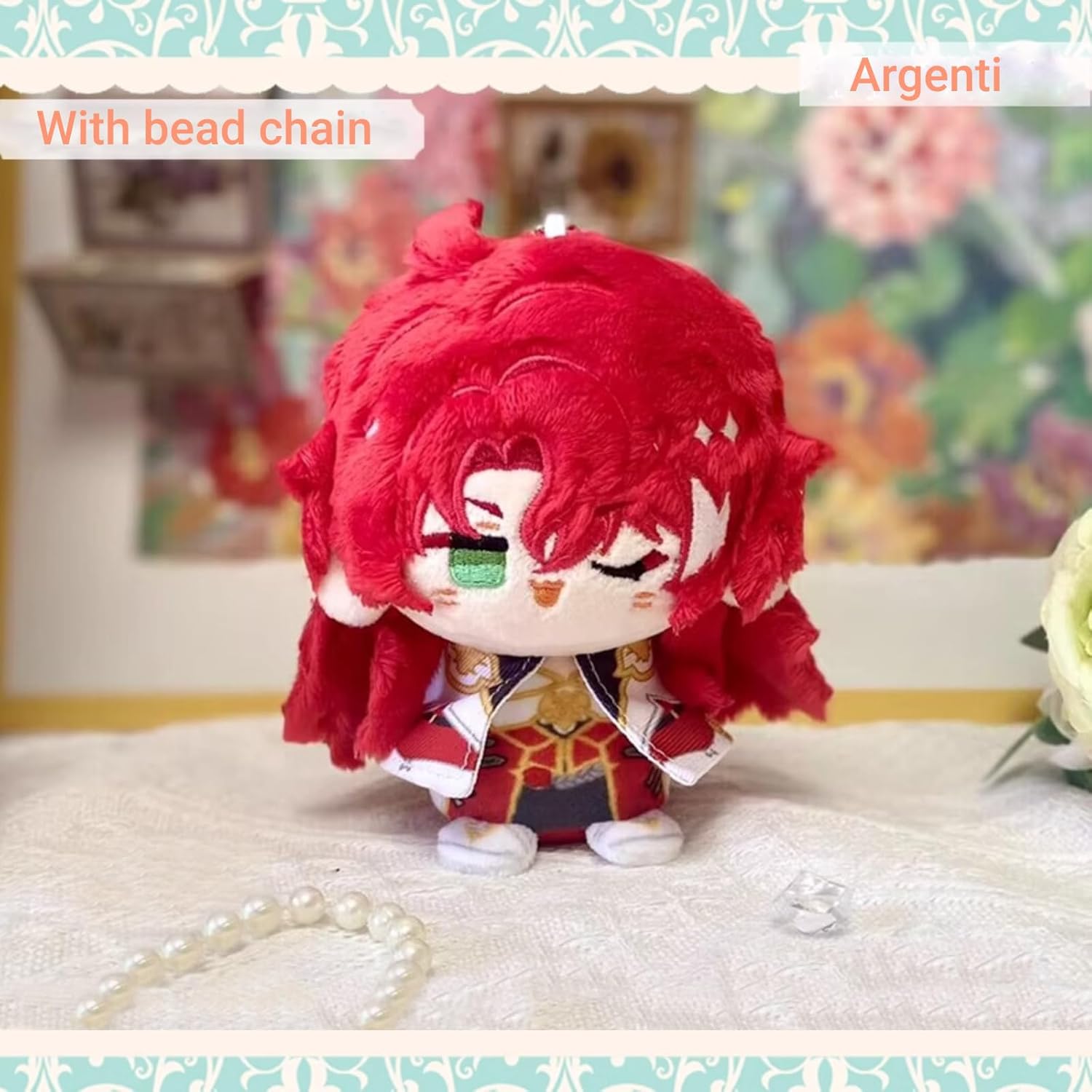 Anime Plush Toy Keychain, 4" Cute Chibi Genshin Plushie (Argenti) - Soft Friend