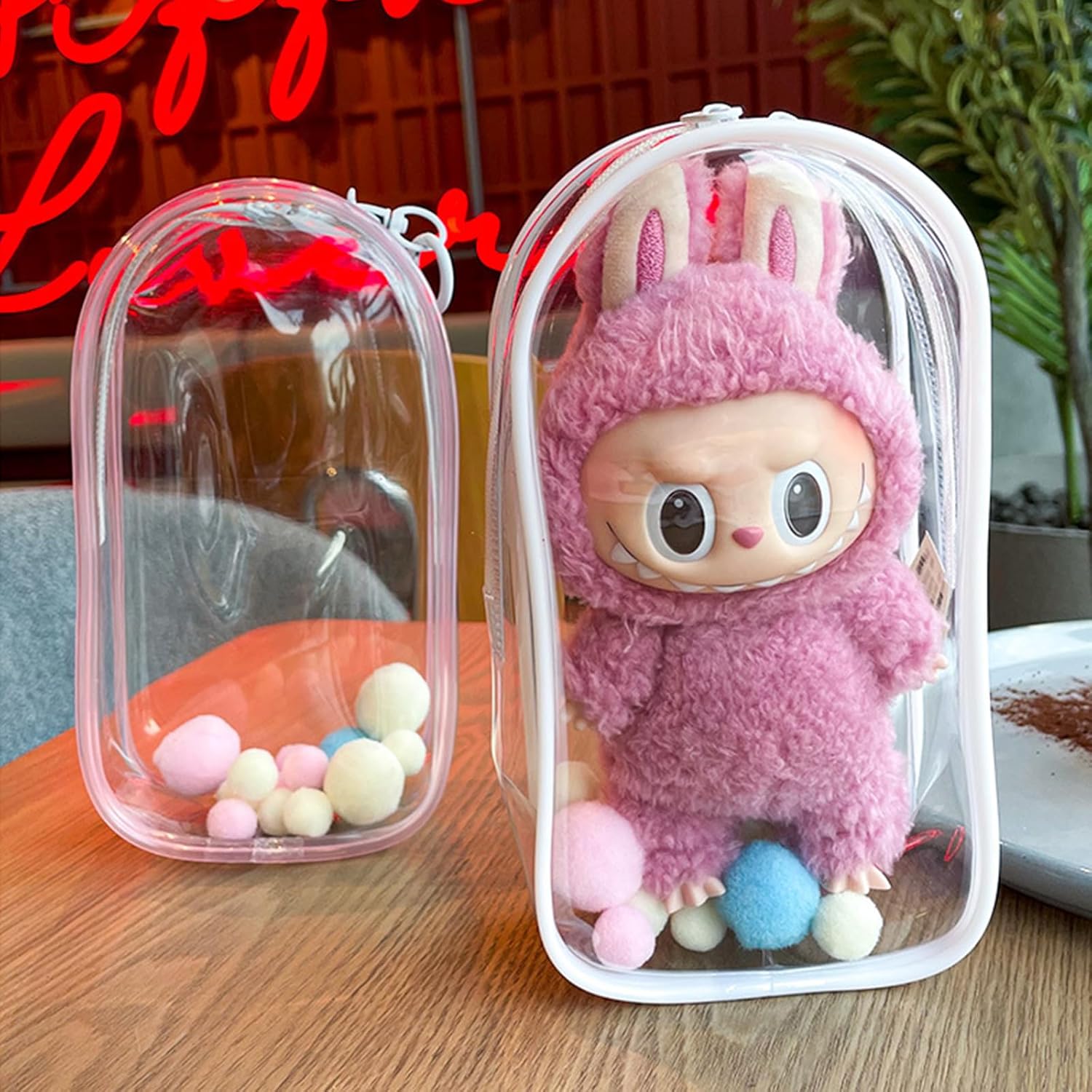 Clear Bag with Keychain for Labubu - Soft Friend