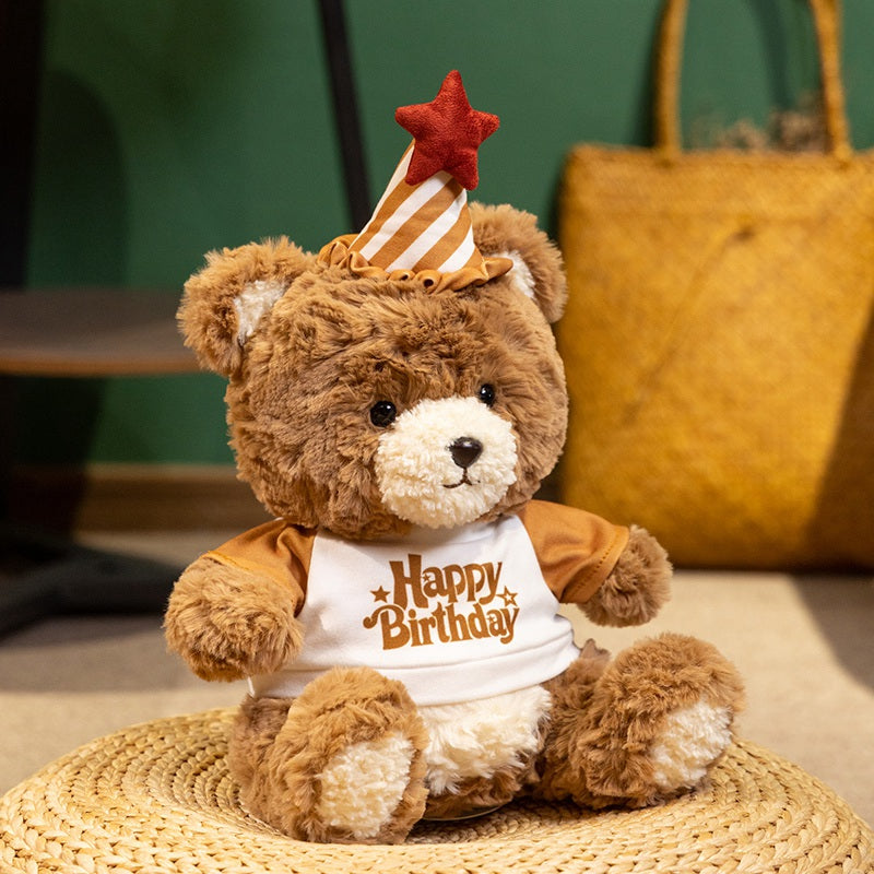 Happy Birthday Little Bear Stuffed Animal Plush Toy - Soft Friend