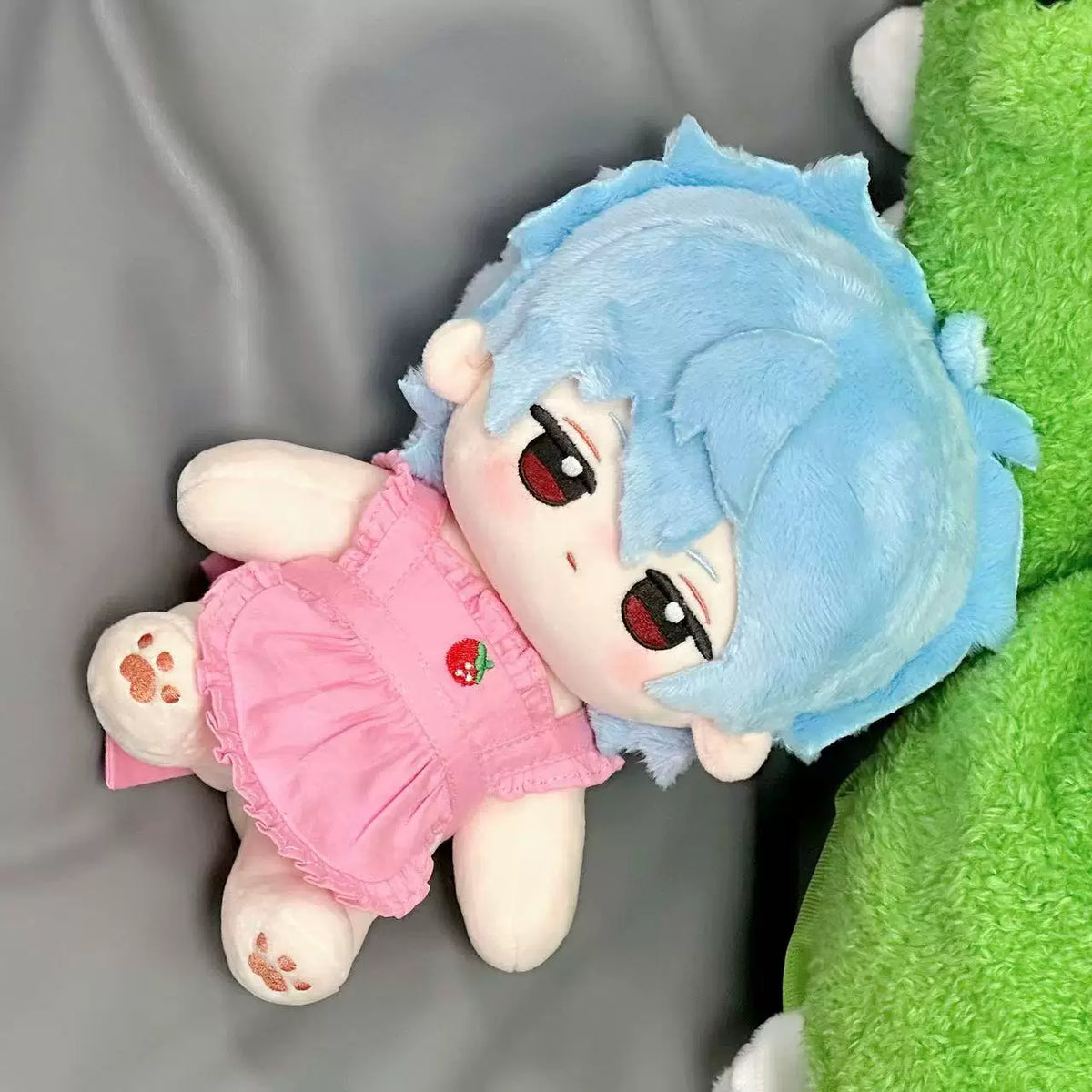 [In Stock] Pink Strawberry Bib Outfits for 10cm/15cm/20cm/40cm Dolls