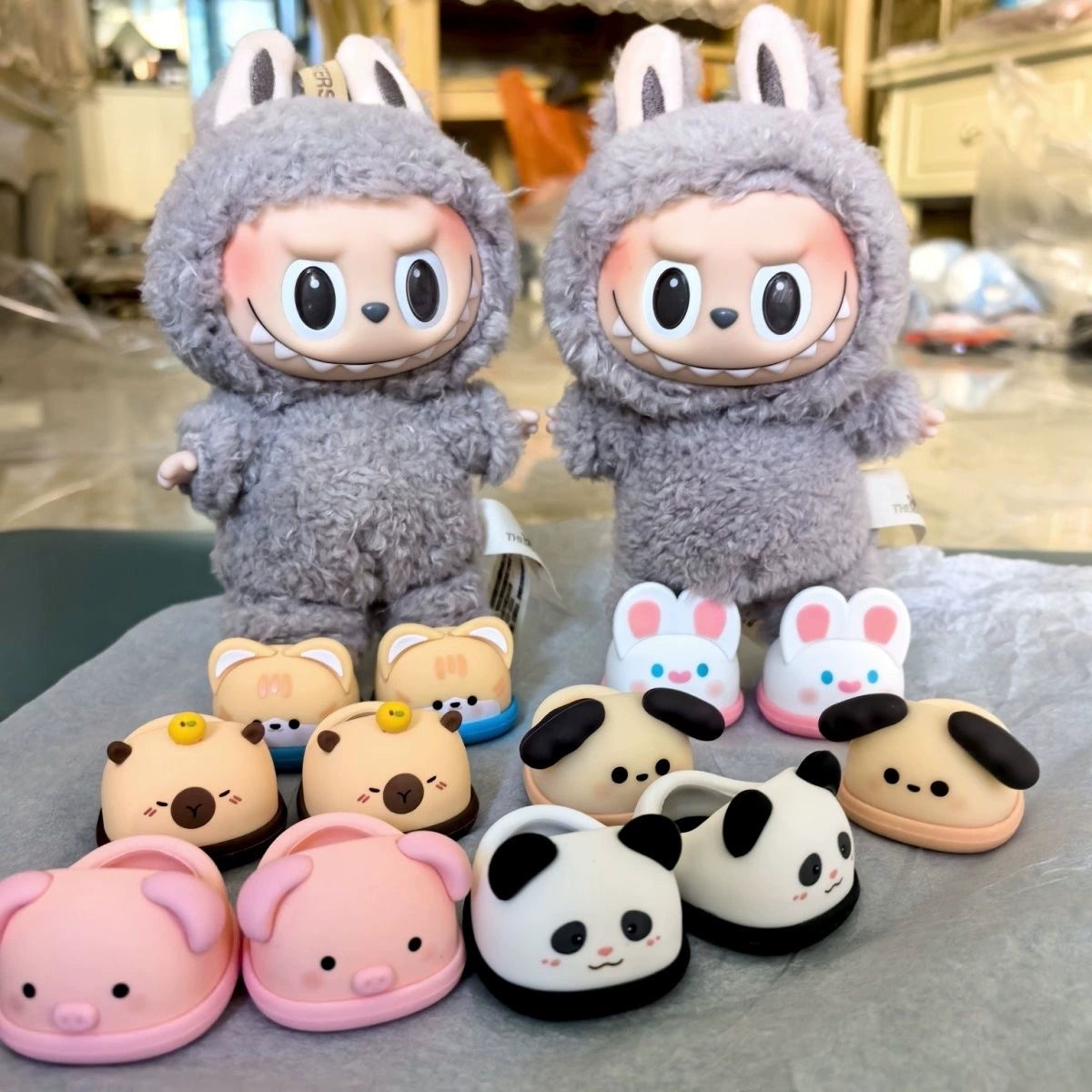 Cartoon Animal Slippers for Labubu - Soft Friend