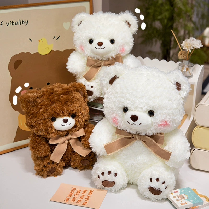 Bowknot Smile Teddy Bear Stuffed Animal Kawaii Plush Toy - Soft Friend