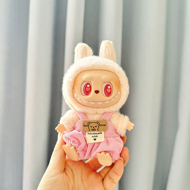 Macaron Colorful Overalls Labubu Clothes | Handmade Labubu Outfit - Soft Friend