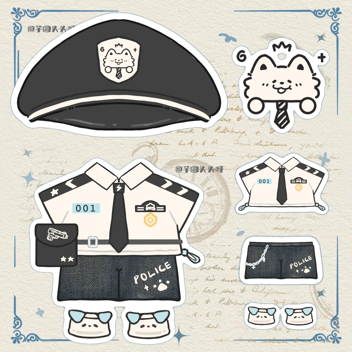 [In Stock] Police Officer Suit Outfits for 10cm/15cm Dolls