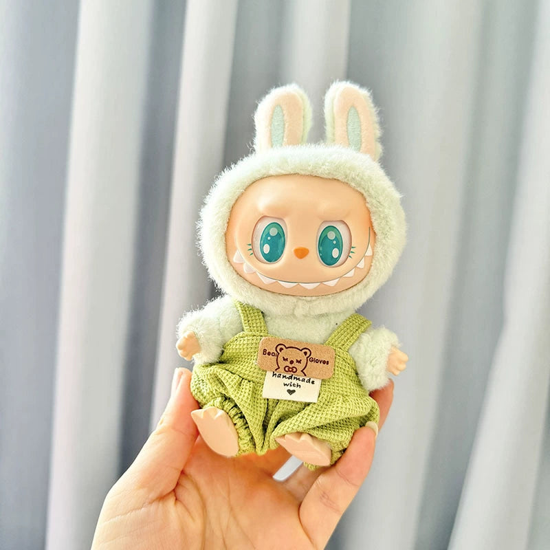 Macaron Colorful Overalls Labubu Clothes | Handmade Labubu Outfit - Soft Friend