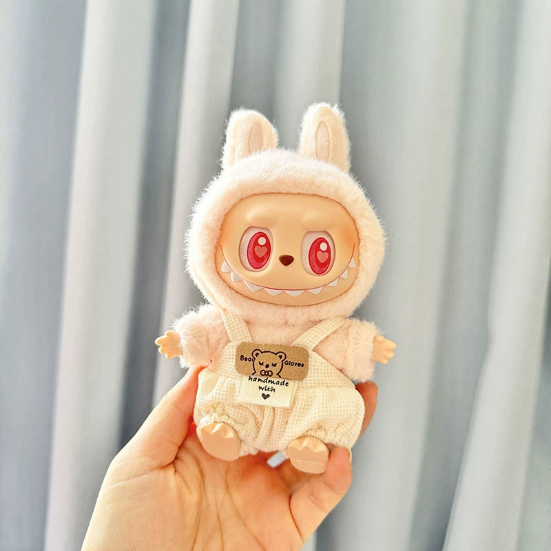 Macaron Colorful Overalls Labubu Clothes | Handmade Labubu Outfit - Soft Friend