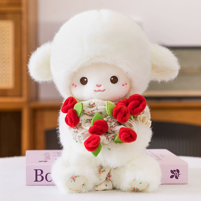 11" Rose Lamb Stuffed Animal Kawaii Plush Toy - Soft Friend