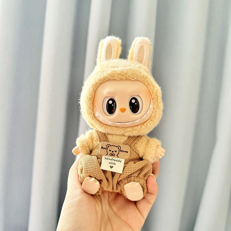 Macaron Colorful Overalls Labubu Clothes | Handmade Labubu Outfit - Soft Friend