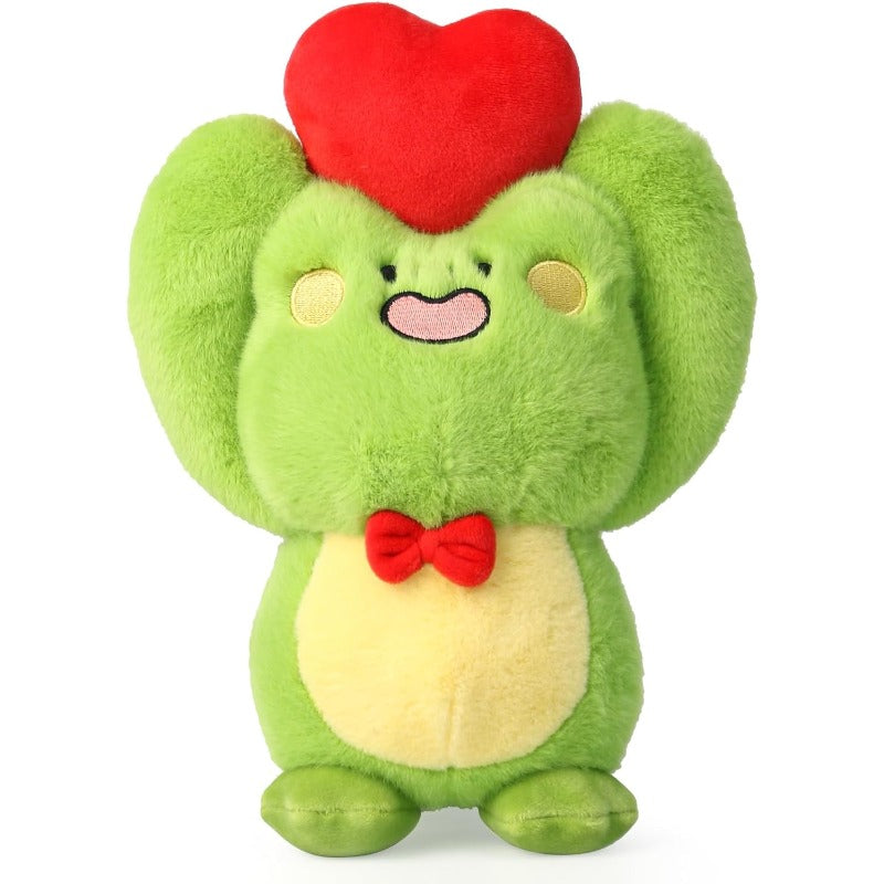 9.8" Cute Frog Plush Toy With Red Heart - Stuffed Animal - Soft Friend