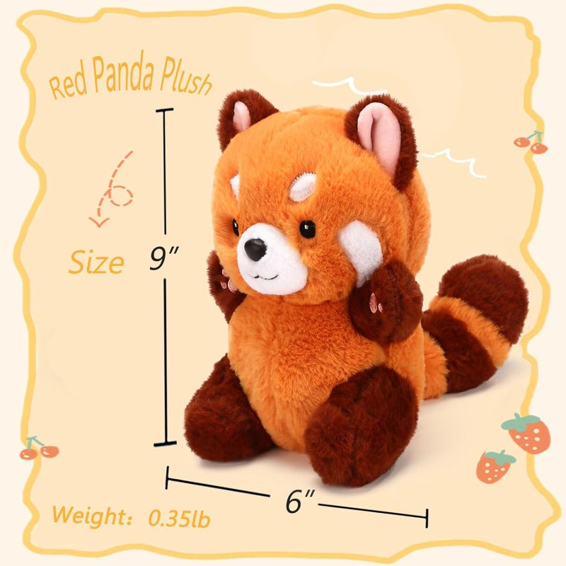 9" Cute Red Panda Plush Toy - Stuffed Animal - Soft Friend