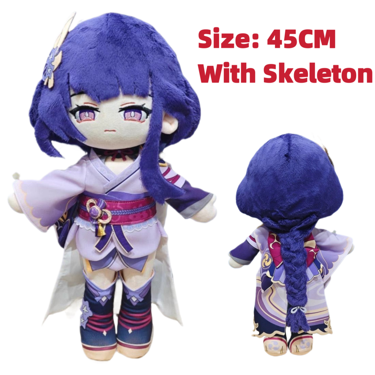 Genshin Impact Plushies Baal Raiden Shogun 45cm Standing Plush Doll With Skeleton